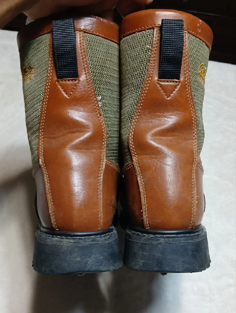 Cabela's Brown Leather and Green Snow Boots Size 10 Mens